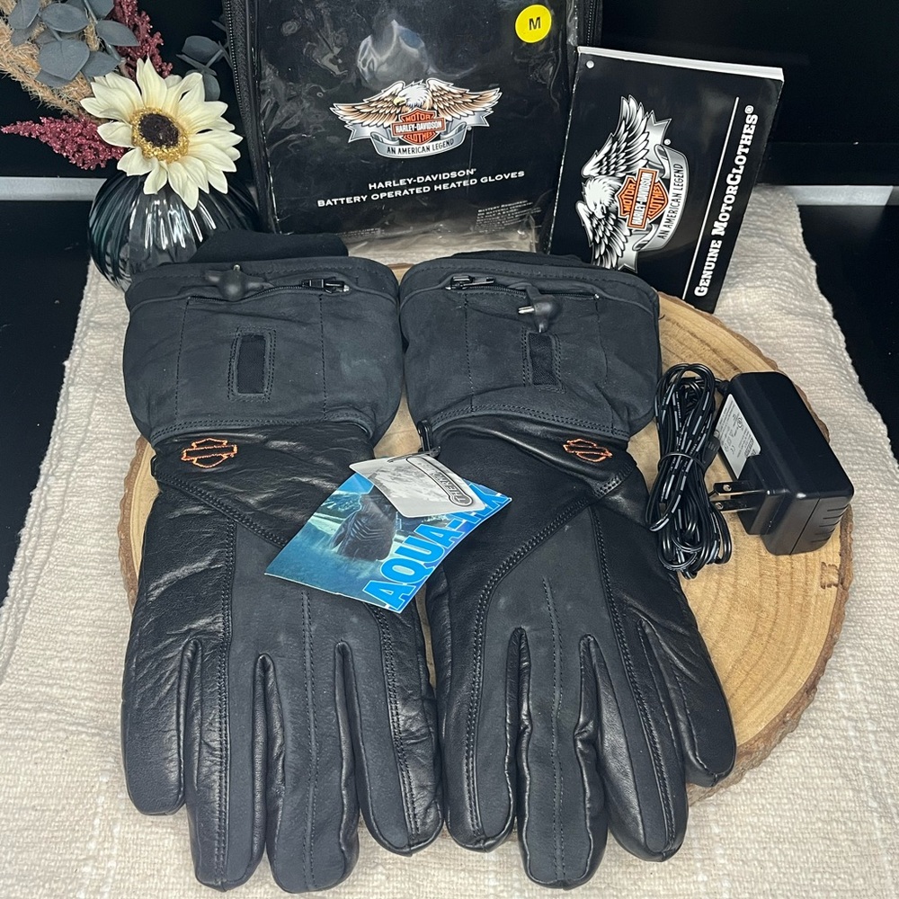 Harley-Davidson Black Leather Heated Gloves